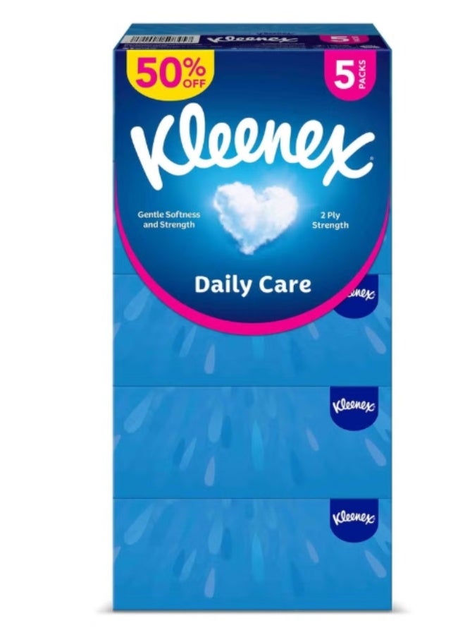 Kleenex Daily Care Facial Tissue, 5 Boxes (170 Sheets, 2 Ply)