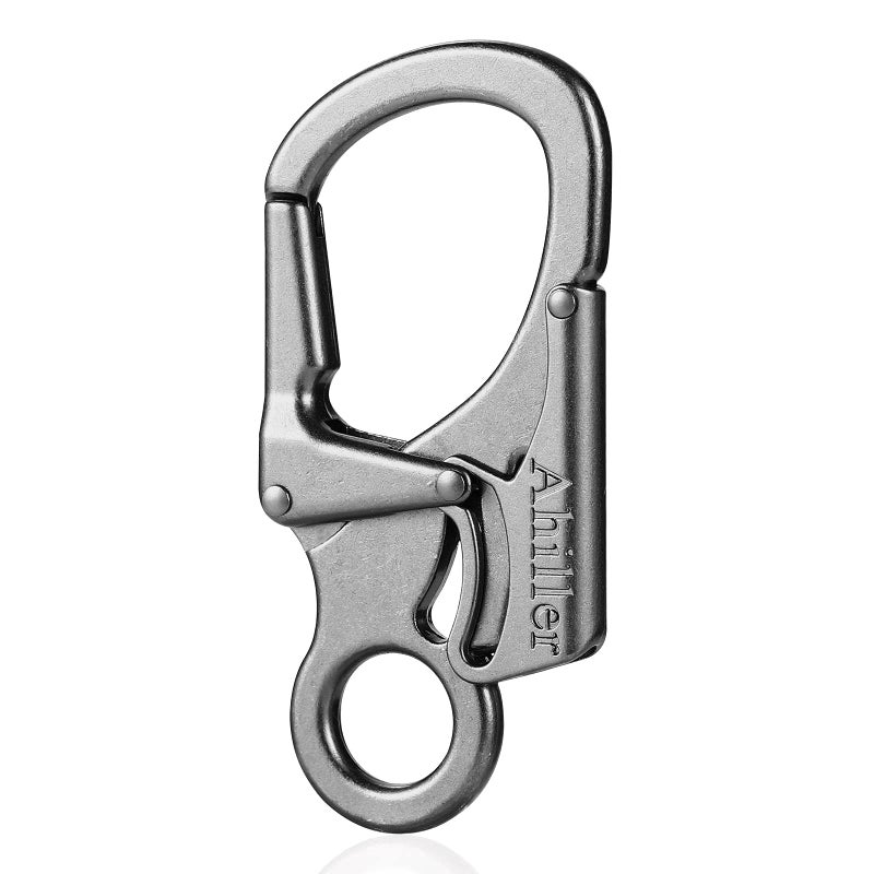 Ahiller مشبك كارابيني، تصميم قفل مزدوج مضاد للفتح غير المقصود، 2.95 بوصة في مشبك مفاتيح كارابيني من سبائك الألومنيوم للتخييم في الهواء الطلق، مشبك حلقة المفاتيح (أسود) - Image 1