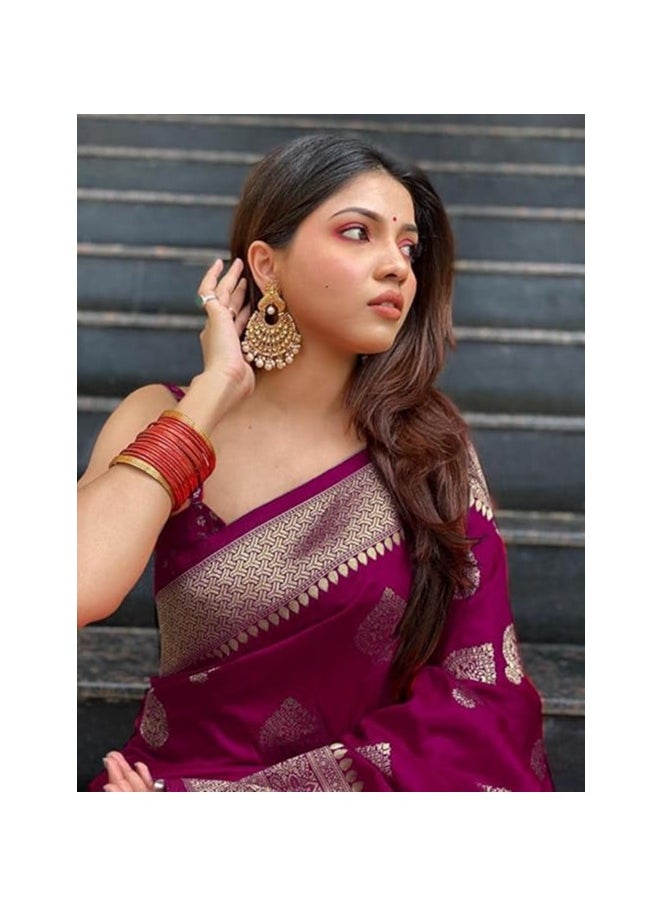 Accessorize Kingdom - Women's Pure Kanjivaram Silk Saree Banarasi Silk Saree With Blouse Piece (paithani Pari122) - Image 1