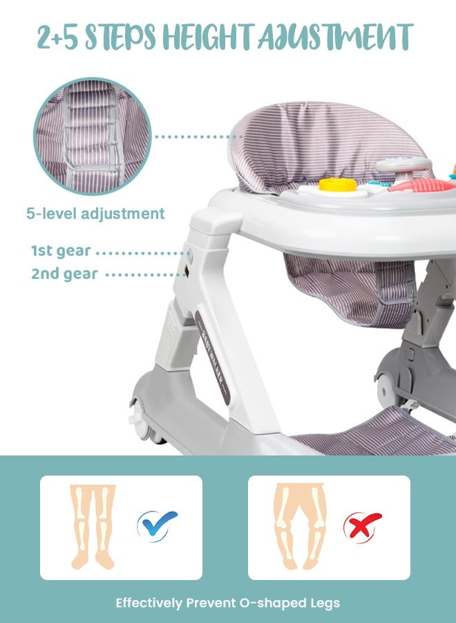 Hompenny 4-in-1 Baby Walker with 360° Swivel Wheels — Baby Activity Center with Music Tray & Block Table, 7-Level Height Adjustment, Suitable for Ages 6–24 Months - Image 3