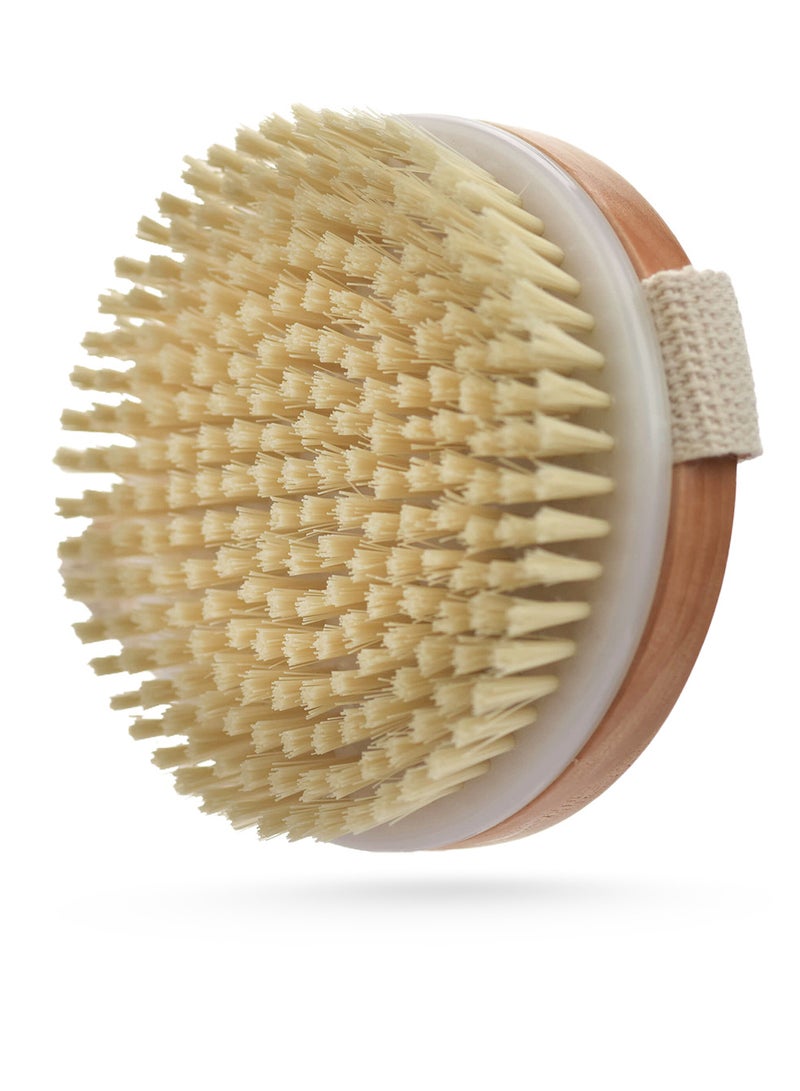 mella Round Dry Body Brush for Skin Exfoliation and Lymphatic Drainage Suitable for Daily Use and Home Care - Image 1