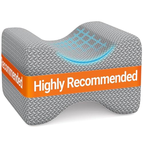 BlissTrends Memory Foam Knee Pillow, Knee Pillow for Side Sleepers, Leg Pillows for Sleeping Blood Circulation, Elevation Pillow for Spine Aligning, Sciatica, Hip, Knee, Ankle Pain, Grey, X-Large - Image 1