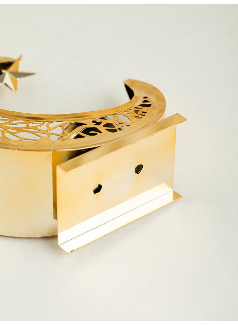 etal Tea Light Candle Holder Crescent Moon Gold Black – Carved Festival Decor Ornament Home Accessories Gift - Image 4