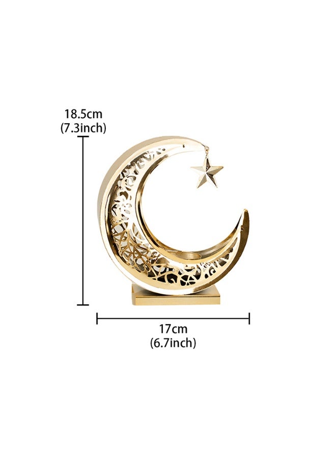 etal Tea Light Candle Holder Crescent Moon Gold Black – Carved Festival Decor Ornament Home Accessories Gift - Image 2