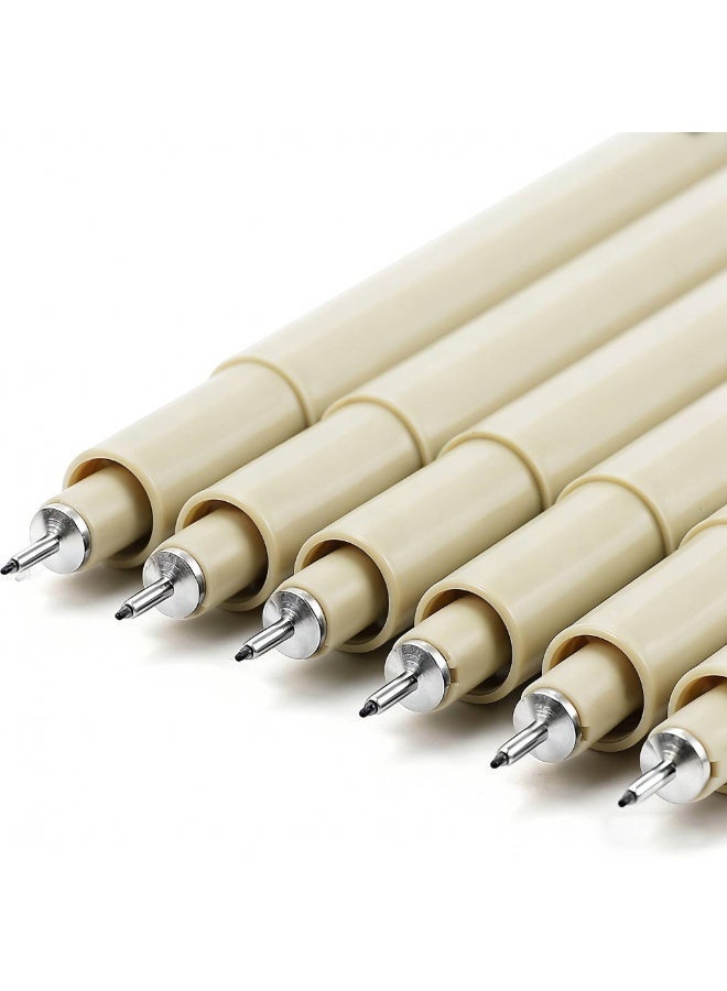 6 Pack Extra Fine Point Writing Pens, Micro Fineliner Drawing Art Pens, Black Ultra Thin 0.25mm, No Bleed Smooth, Micro Line Needle Tip Fineliner Gel Felt, Ink Markers, for Multiliner, Sketching - Image 1