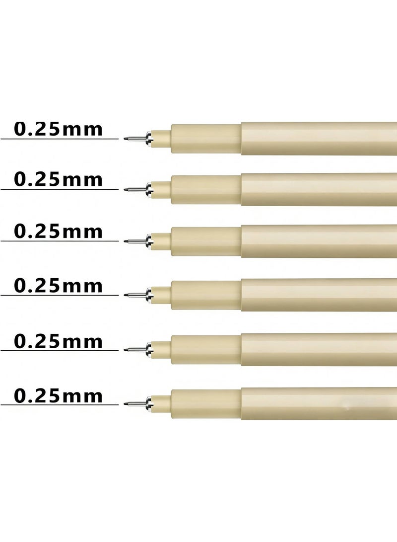 6 Pack Extra Fine Point Writing Pens, Micro Fineliner Drawing Art Pens, Black Ultra Thin 0.25mm, No Bleed Smooth, Micro Line Needle Tip Fineliner Gel Felt, Ink Markers, for Multiliner, Sketching - Image 2