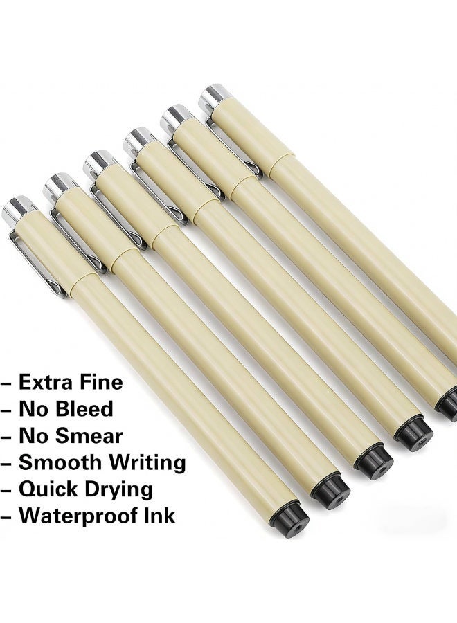 6 Pack Extra Fine Point Writing Pens, Micro Fineliner Drawing Art Pens, Black Ultra Thin 0.25mm, No Bleed Smooth, Micro Line Needle Tip Fineliner Gel Felt, Ink Markers, for Multiliner, Sketching - Image 3