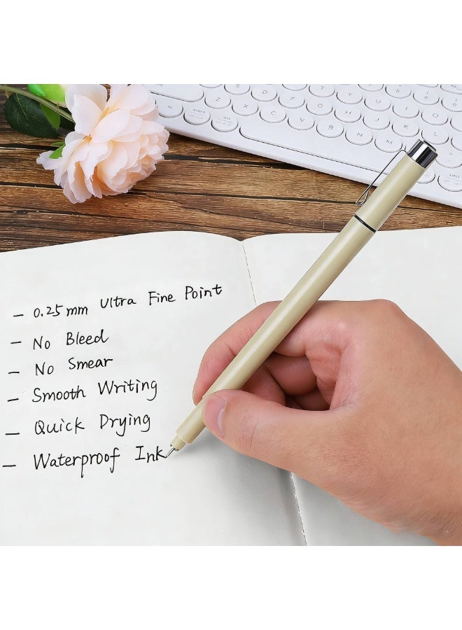 6 Pack Extra Fine Point Writing Pens, Micro Fineliner Drawing Art Pens, Black Ultra Thin 0.25mm, No Bleed Smooth, Micro Line Needle Tip Fineliner Gel Felt, Ink Markers, for Multiliner, Sketching - Image 4