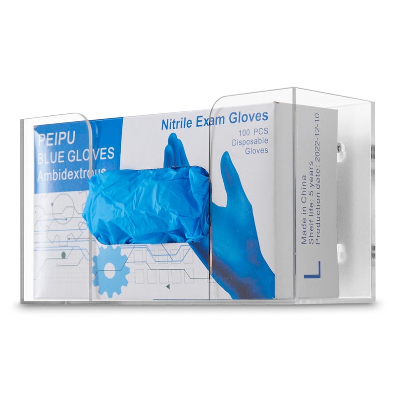 Stock Your Home Stock Your Home Acrylic Single Gloves Dispenser Tissue Box Shelf Glove Holder Wall Mount for Kitchen Cleaning Closet Lab Exam Office