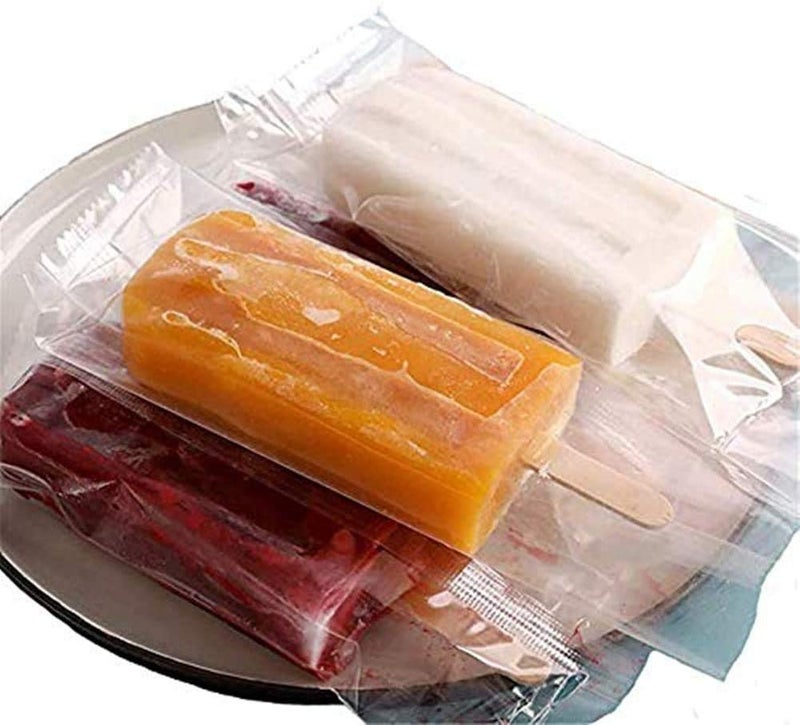 Ice Popsicles Bags Thick Frozen Pops Ice Cream Plastic Wrappers for Candy Food Grade Hot Sealing Packing Containers 300PcsClear