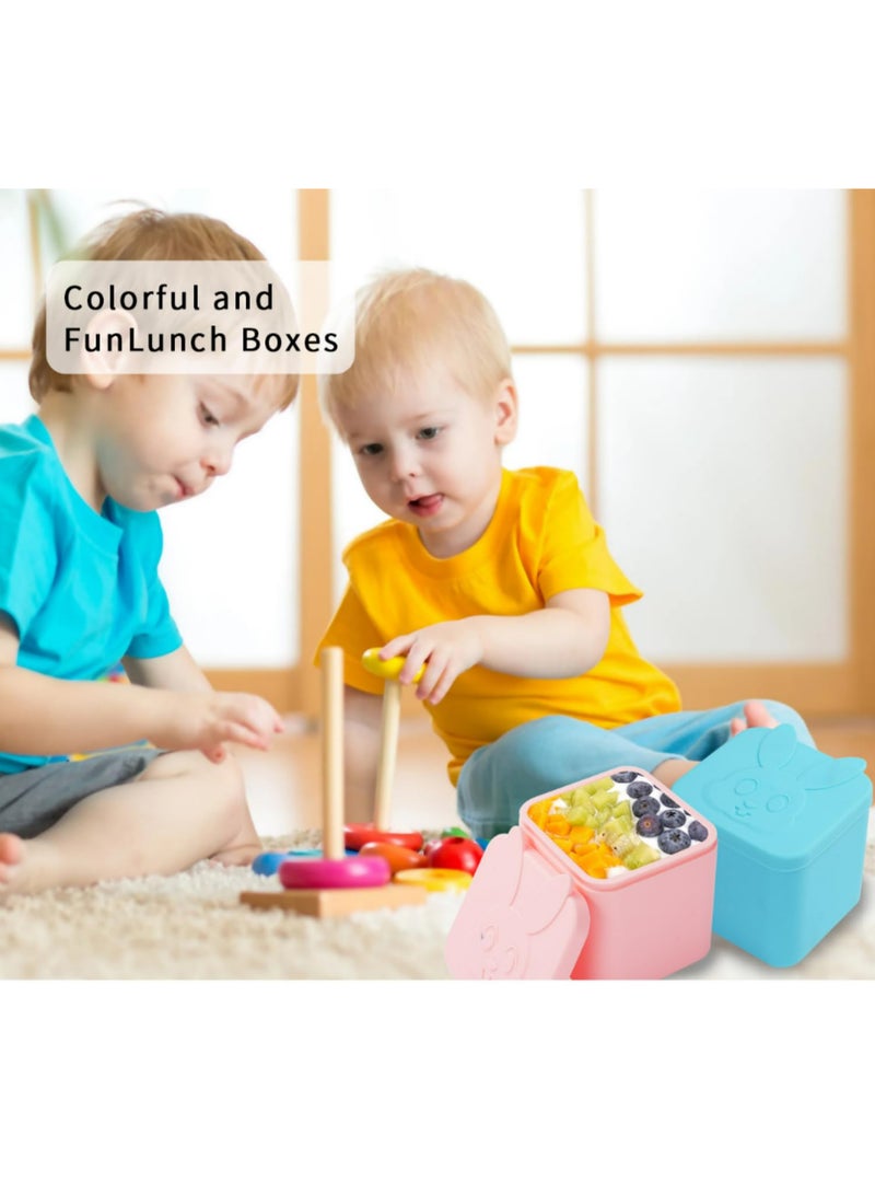 2PCS Leakproof Silicone Dips Containers Small Food Storage Snack Condiment Cups Kids Bento Lunch Box Salad Fruit Picnic Travel School Safe Silicone Food Box - Image 3