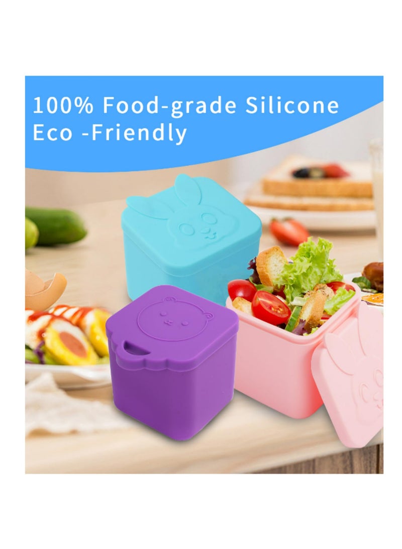 2PCS Leakproof Silicone Dips Containers Small Food Storage Snack Condiment Cups Kids Bento Lunch Box Salad Fruit Picnic Travel School Safe Silicone Food Box - Image 4