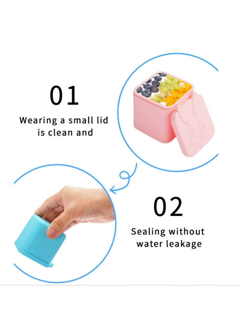 2PCS Leakproof Silicone Dips Containers Small Food Storage Snack Condiment Cups Kids Bento Lunch Box Salad Fruit Picnic Travel School Safe Silicone Food Box - Image 5
