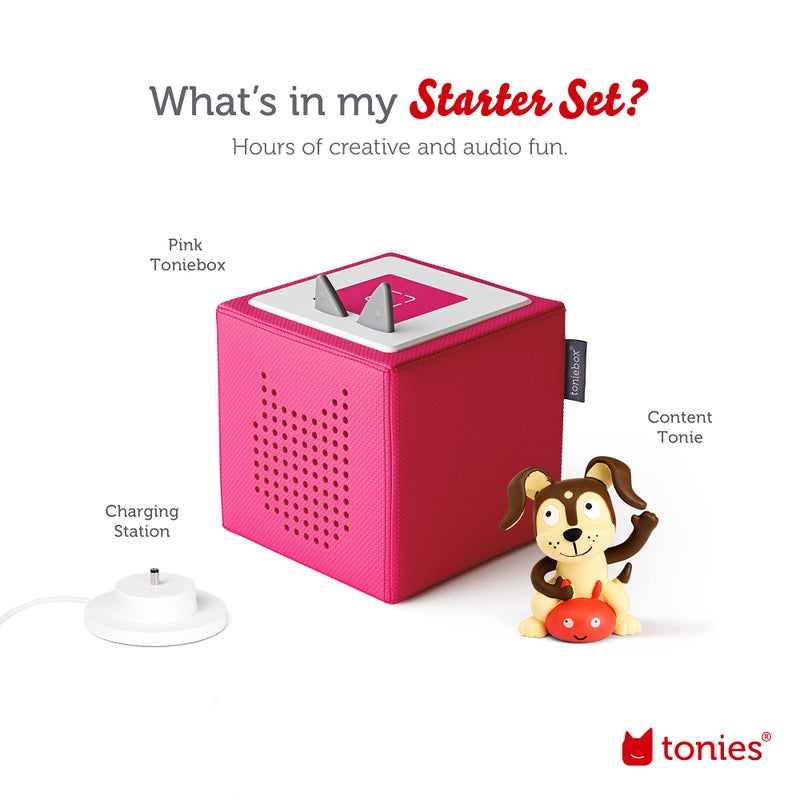 Tonies طقم بدء تشغيل مشغل الصوت تونيبكس مع جرو اللعب - استمع وتعلم والعب مع صندوق صغير قابل للعناق - وردي - Image 5