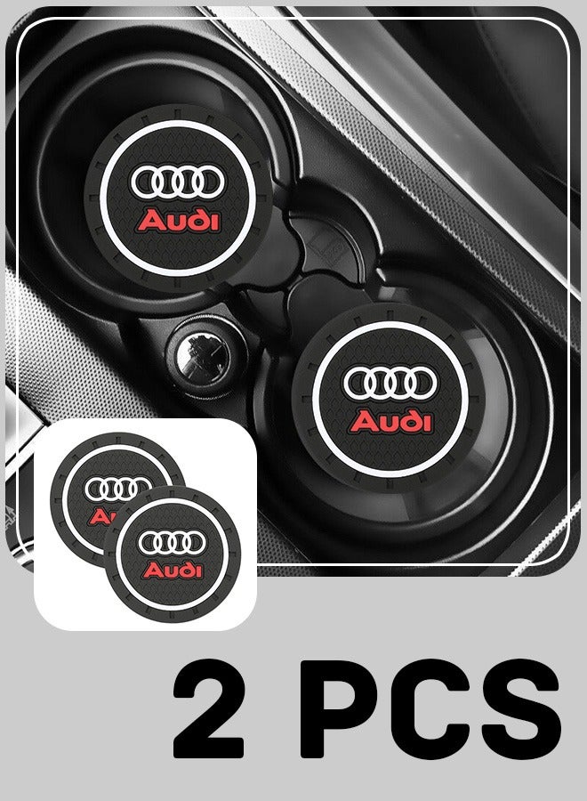 2pcs Car Cup Coaster Audi Auto Non-Slip Cup Holder Embedded In Ornaments Pvc Coaster Car Interior Accessories Mat Black - Image 1