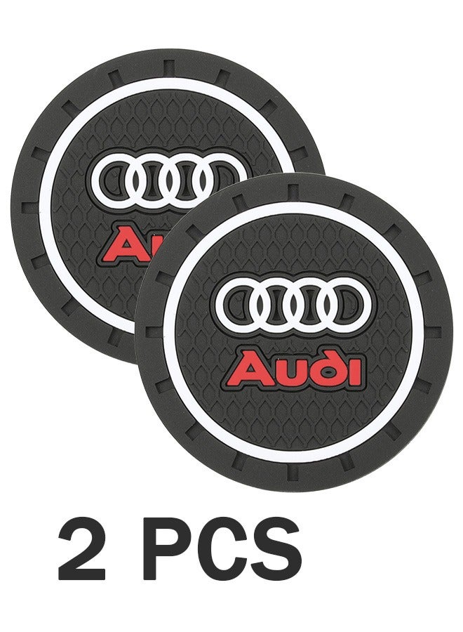2pcs Car Cup Coaster Audi Auto Non-Slip Cup Holder Embedded In Ornaments Pvc Coaster Car Interior Accessories Mat Black - Image 2