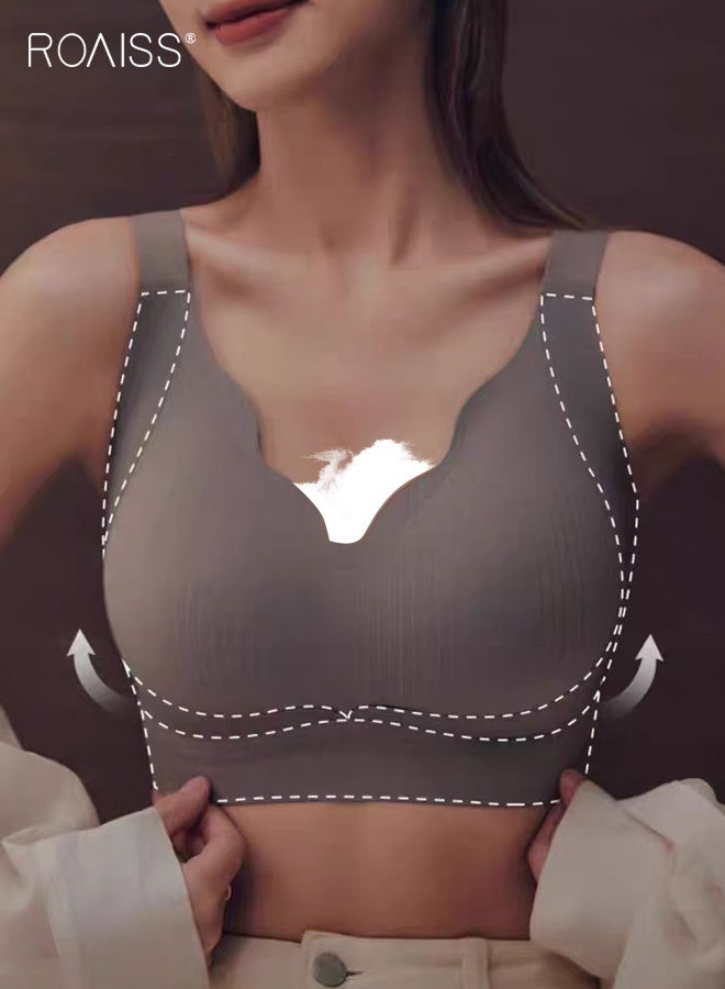 roaiss Wire-free Lingerie for Women, Push-Up Anti-Sagging Side-Support Bra for Underarm Fat, Lightweight Double-Strap Plus Size with Hook-and-Eye Closure for Comfortable Adjustability, Mist Gray - Image 3