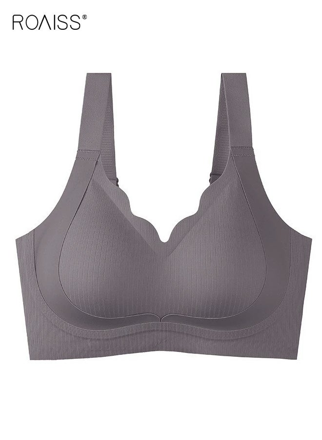 roaiss Wire-free Lingerie for Women, Push-Up Anti-Sagging Side-Support Bra for Underarm Fat, Lightweight Double-Strap Plus Size with Hook-and-Eye Closure for Comfortable Adjustability, Mist Gray - Image 1