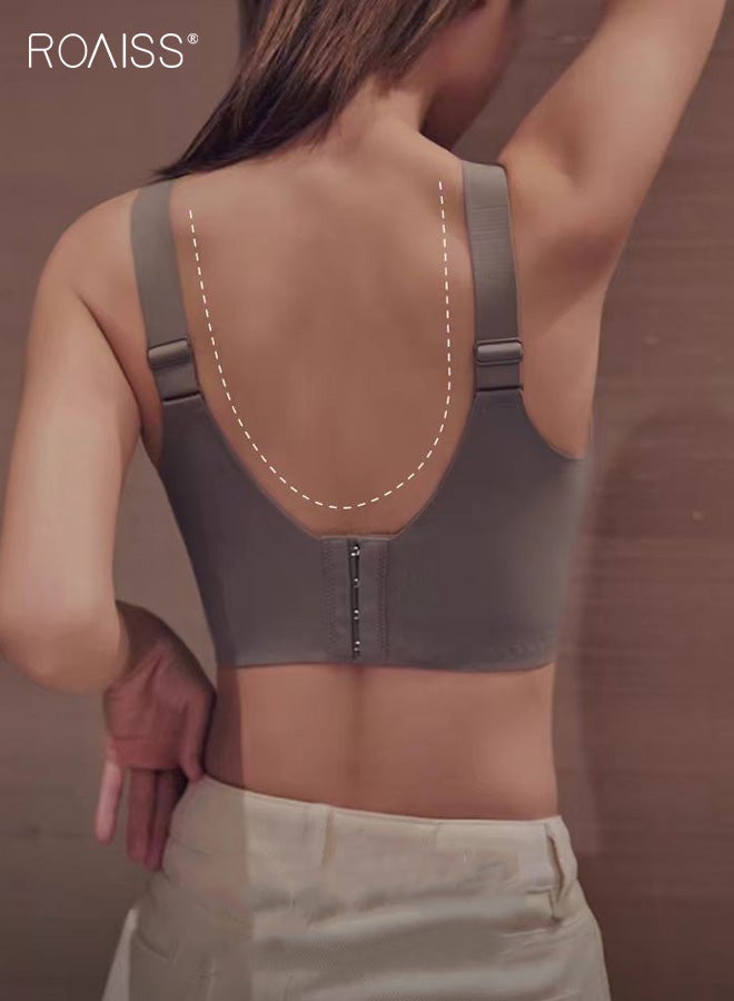 roaiss Wire-free Lingerie for Women, Push-Up Anti-Sagging Side-Support Bra for Underarm Fat, Lightweight Double-Strap Plus Size with Hook-and-Eye Closure for Comfortable Adjustability, Mist Gray - Image 4