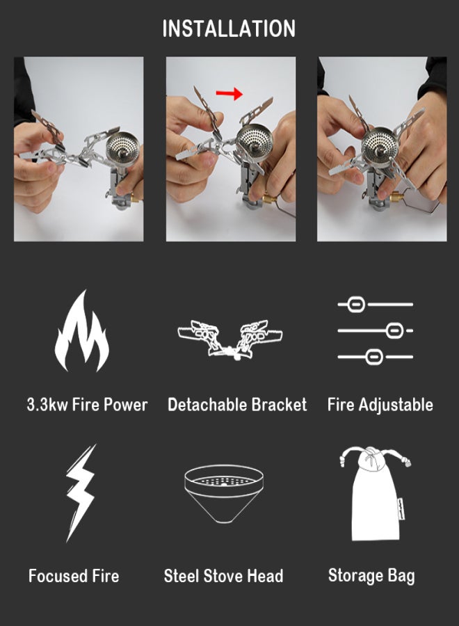 Campingmoon 3300W Camping Stove High Efficient Backpacking Stove Camping Split Gas Stove - Image 4