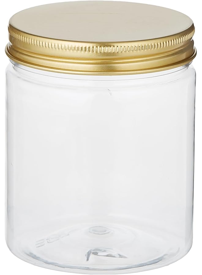 الصقر زجاجات وأوعية مستديرة من البولي إيثيلين تيرفثالات بغطاء ذهبي، 4 قطع، سعة 250 مل - Image 1