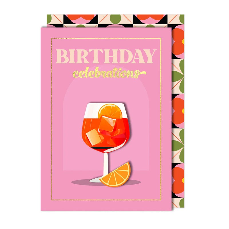 Tache Birthday Greeting Card Blank Inside, Orange Spritz Inspired Design - Image 1