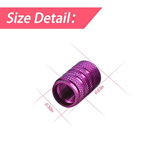 YALOK Aluminum Alloy Tire Valve Stem Caps, 4 Pack Universal Car Wheel Tire Valve Caps, Universal Stem Covers for Cars Trucks Motorcycles SUVs and Bikes (Purple/4PCS) - Image 2