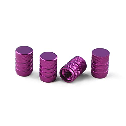YALOK Aluminum Alloy Tire Valve Stem Caps, 4 Pack Universal Car Wheel Tire Valve Caps, Universal Stem Covers for Cars Trucks Motorcycles SUVs and Bikes (Purple/4PCS) - Image 1