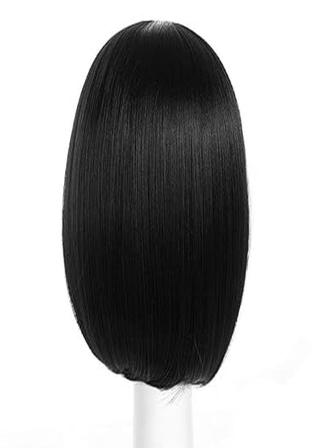 BLUSHIA Black Bob Wig For Women Full Head, Short Bob Wig, Synthetic Shoulder Length Short Hair Wig With Bangs, Straight Bob Wig For Women Daily Use Diwali Cosplay 14Inch - Image 5
