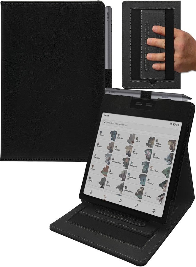 GOVTVA Double Stand Case for 7'' Onyx Boox Go 7 / Boox Tablet Go Color 7 (Gen II/Gen I 2025/2024) /Boox Page Cover with Elastic Pen Holder/Auto Sleep&Wake/Double Hand Strap (Black) - Image 1