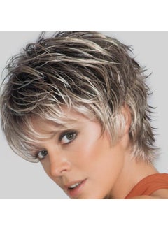 SEVENCOLORS SEVENCOLORS Short Brown Mixed Blonde Wigs for Women Layered Natural Looking Pixie Cut Wig Synthetic Short Hair Wigs for White Women 