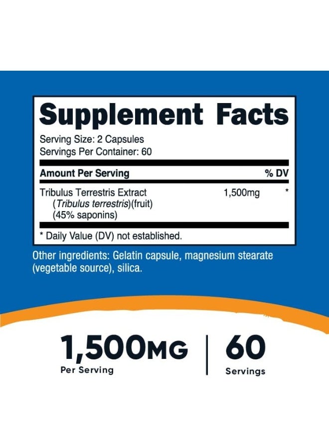 Nutricost كبسولات مستخلص تريبولوس تيرستريس من نوتريكوست (750 ملغ، 120 قطعة) - Image 2