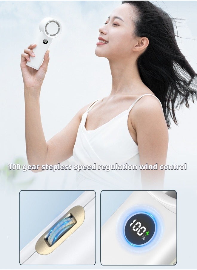 New digital display high-speed fan portable outdoor handheld turbine small fan household high wind USB charging handheld small fan