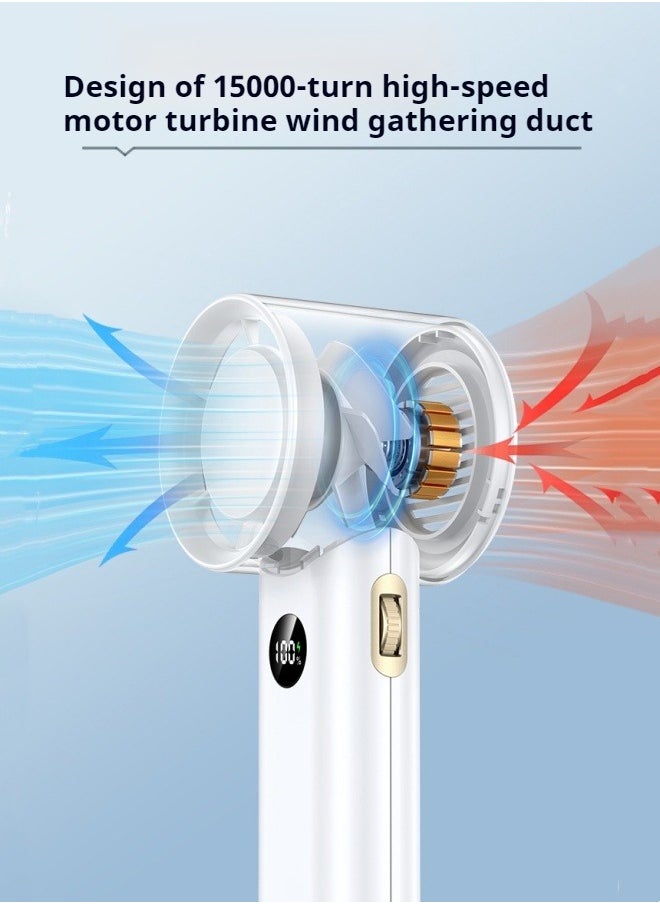 New digital display high-speed fan portable outdoor handheld turbine small fan household high wind USB charging handheld small fan