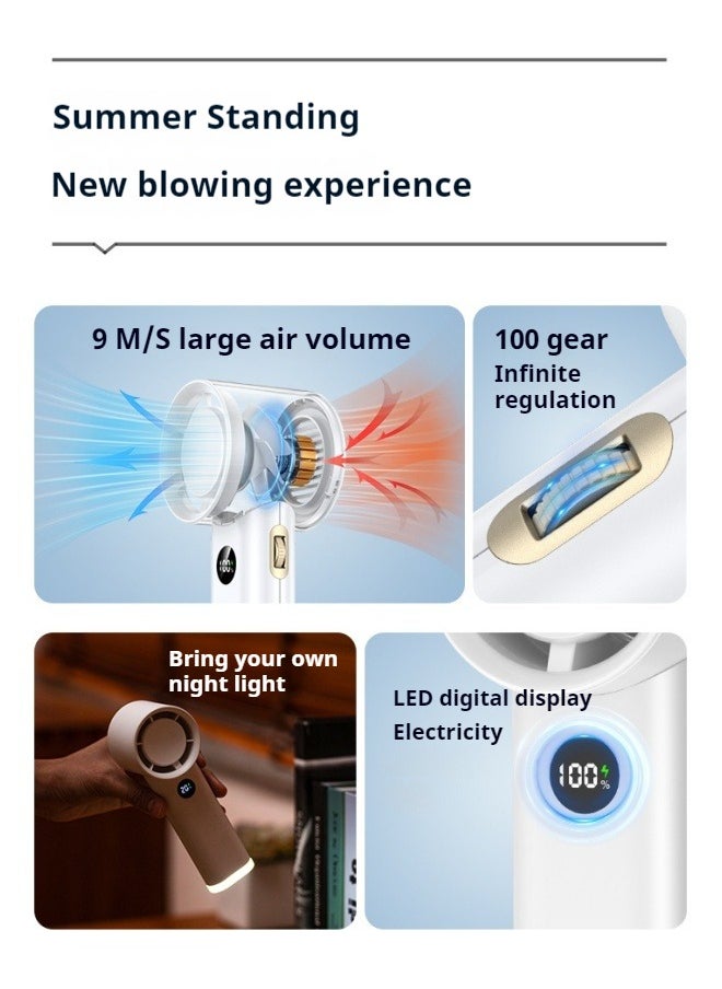 New digital display high-speed fan portable outdoor handheld turbine small fan household high wind USB charging handheld small fan