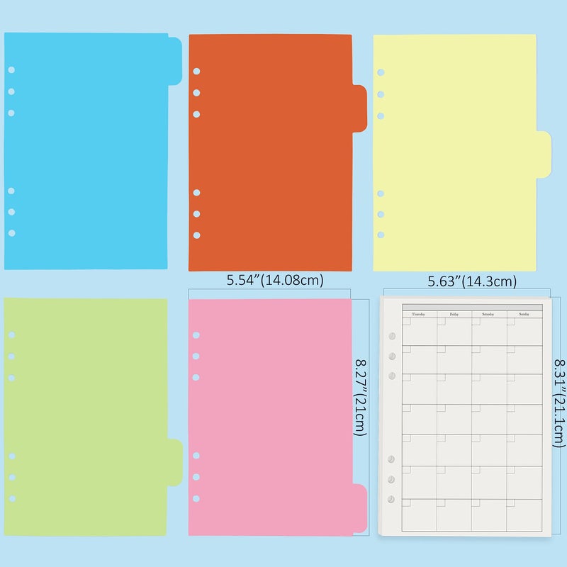 Harphia A5 6 Holes Binder Refill Value Set, 90sheets monthly plan loose leaf paper with stickers and dividers, planner insert with binder pockets for A5 binder 6 holes refillable notebook,005da5month - Image 4