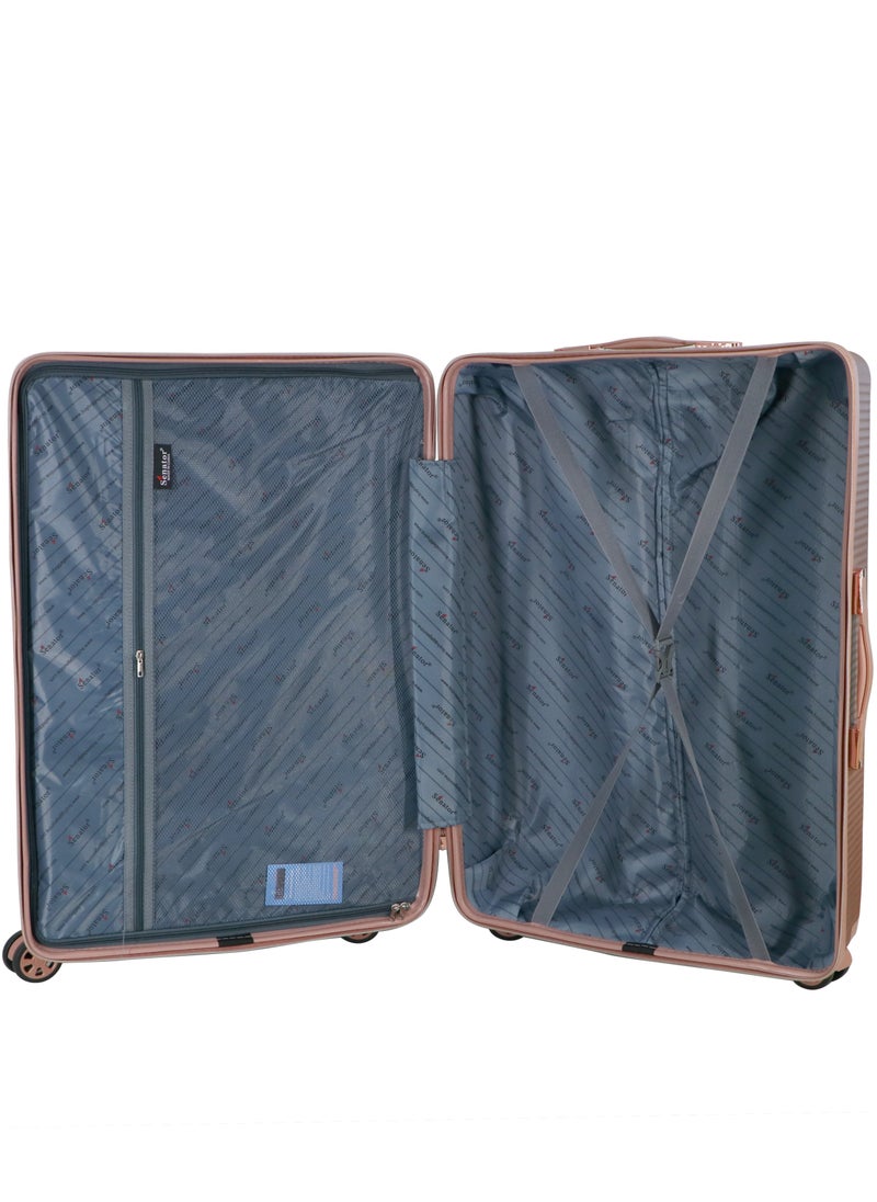 SENATOR - Hard Case Luggage Trolley for Unisex ABS Lightweight Travel Bag 4 Double Wheeled Suitcase with Built In TSA Type lock A5125 Rose Gold - Image 1