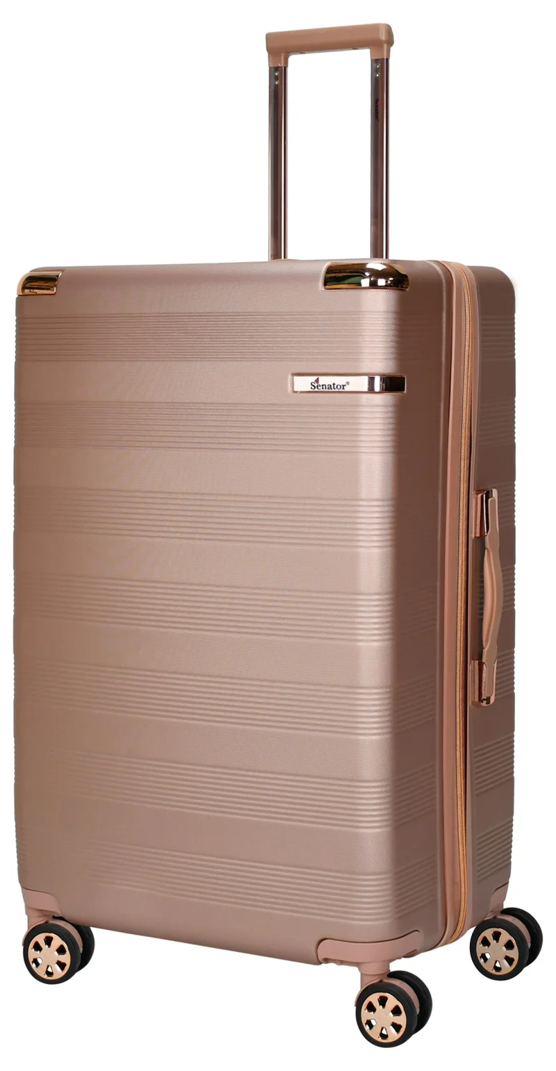 SENATOR Hard Case Luggage Trolley for Unisex ABS Lightweight Travel Bag 4 Double Wheeled Suitcase with Built In TSA Type lock A5125 Rose Gold