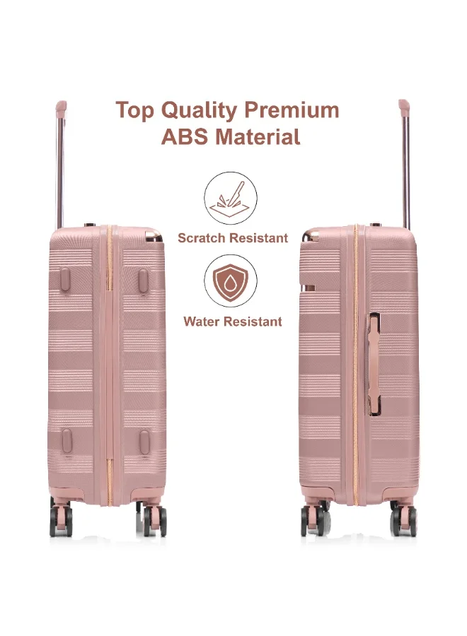 Senator Rose Gold Hard Case Luggage Trolley for Unisex ABS Lightweight Travel Bag 4 Double Wheeled Suitcase with Built In TSA Type lock A5125 Rose Gold  | Best Price UAE