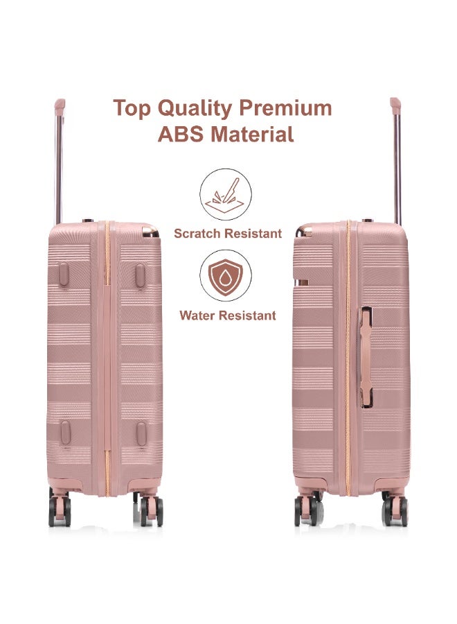 SENATOR Hard Case Luggage Trolley for Unisex ABS Lightweight Travel Bag 4 Double Wheeled Suitcase with Built In TSA Type lock A5125 Rose Gold - Image 3