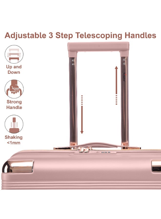 SENATOR Hard Case Luggage Trolley for Unisex ABS Lightweight Travel Bag 4 Double Wheeled Suitcase with Built In TSA Type lock A5125 Rose Gold - Image 4