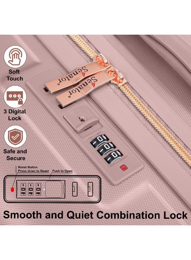 SENATOR Hard Case Luggage Trolley for Unisex ABS Lightweight Travel Bag 4 Double Wheeled Suitcase with Built In TSA Type lock A5125 Rose Gold - Image 5