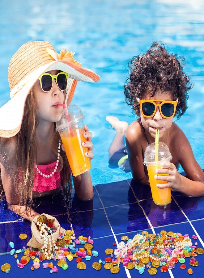 MARFOREVER Pool Toys Pirate Treasure Gems and Gold Coins, 246 Pcs Fake Coins Plastic Gems Jewels Playset for Summer Sand Beach Bath Toys Halloween Pirate Adventure Party Favors Decorations - Image 5