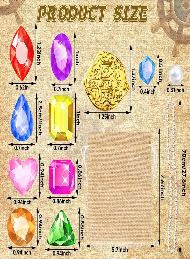 MARFOREVER Pool Toys Pirate Treasure Gems and Gold Coins, 246 Pcs Fake Coins Plastic Gems Jewels Playset for Summer Sand Beach Bath Toys Halloween Pirate Adventure Party Favors Decorations - Image 2