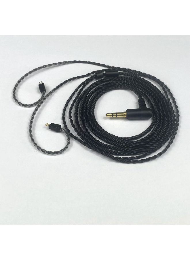 Generic - Four-strand Copper Silver-plated Black Twisted Shure Injection IE40MMCX0.78IE80QDCTFZ Headset Upgrade Cable-Color:MMCX Injection Molding-Length:3.5 Injection Elbow - Image 1
