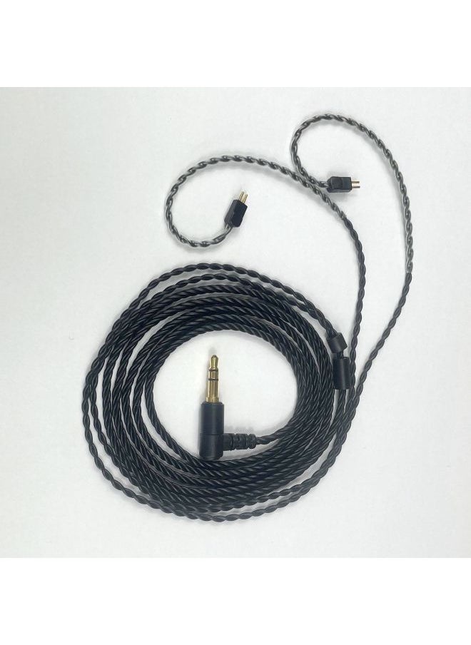 Generic - Four-strand Copper Silver-plated Black Twisted Shure Injection IE40MMCX0.78IE80QDCTFZ Headset Upgrade Cable-Color:MMCX Injection Molding-Length:3.5 Injection Elbow - Image 1