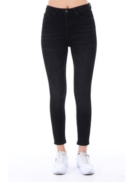 Cedy Denim Women's Light Lycra Skinny Fit Leg Detailed Trousers Felicia Black  - Image 3