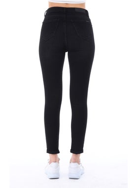 Cedy Denim Women's Light Lycra Skinny Fit Leg Detailed Trousers Felicia Black  - Image 4