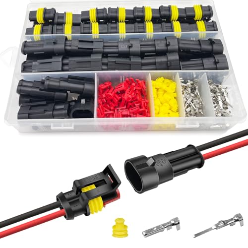 Twippo 25 Kit 2 Pin Connector Automotive Waterproof Connectors 2 Wire Connectors Electrical Connector Two Pin Connector Quick Disconnect Plug Kit 22-16 AWG - Image 1