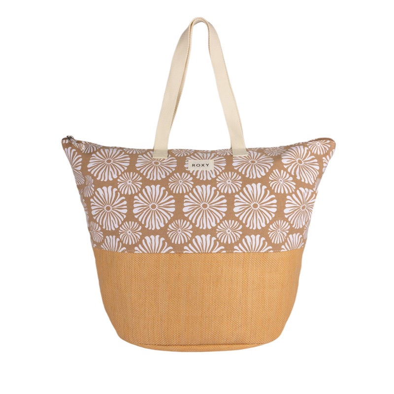 Roxy Women's Beach Tote Bag | Travel | Vacation | Straw | Lightweight | Breathable, Waikiki Life - Portabella Tile - Image 1